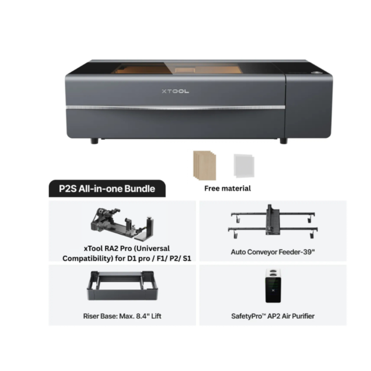 xTool P2S 55W Professional Desktop CO2 Laser Cutter & Engraver