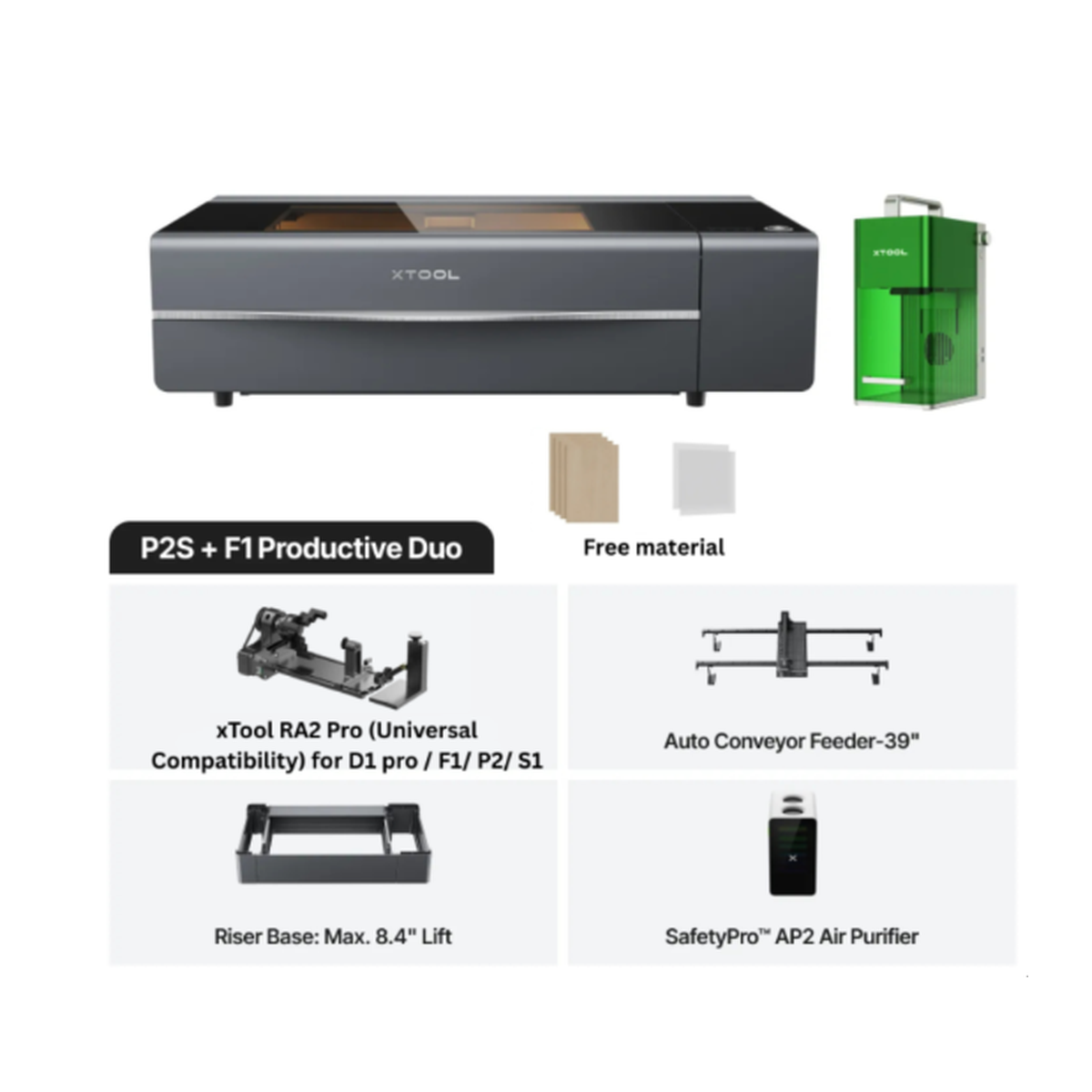 xTool P2S 55W Professional Desktop CO2 Laser Cutter & Engraver
