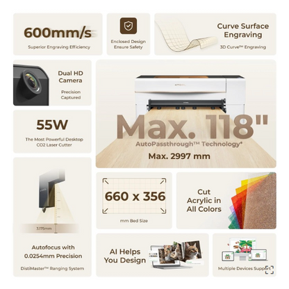 xTool P2S 55W Professional Desktop CO2 Laser Cutter & Engraver